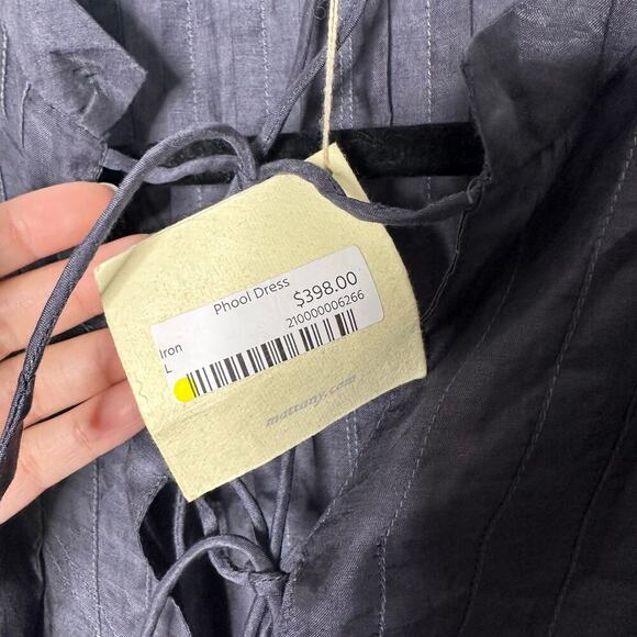 Matta Phool Dress Size L Dark Gray Lagenlook Boho Oversized Midi - Picture 3 of 9